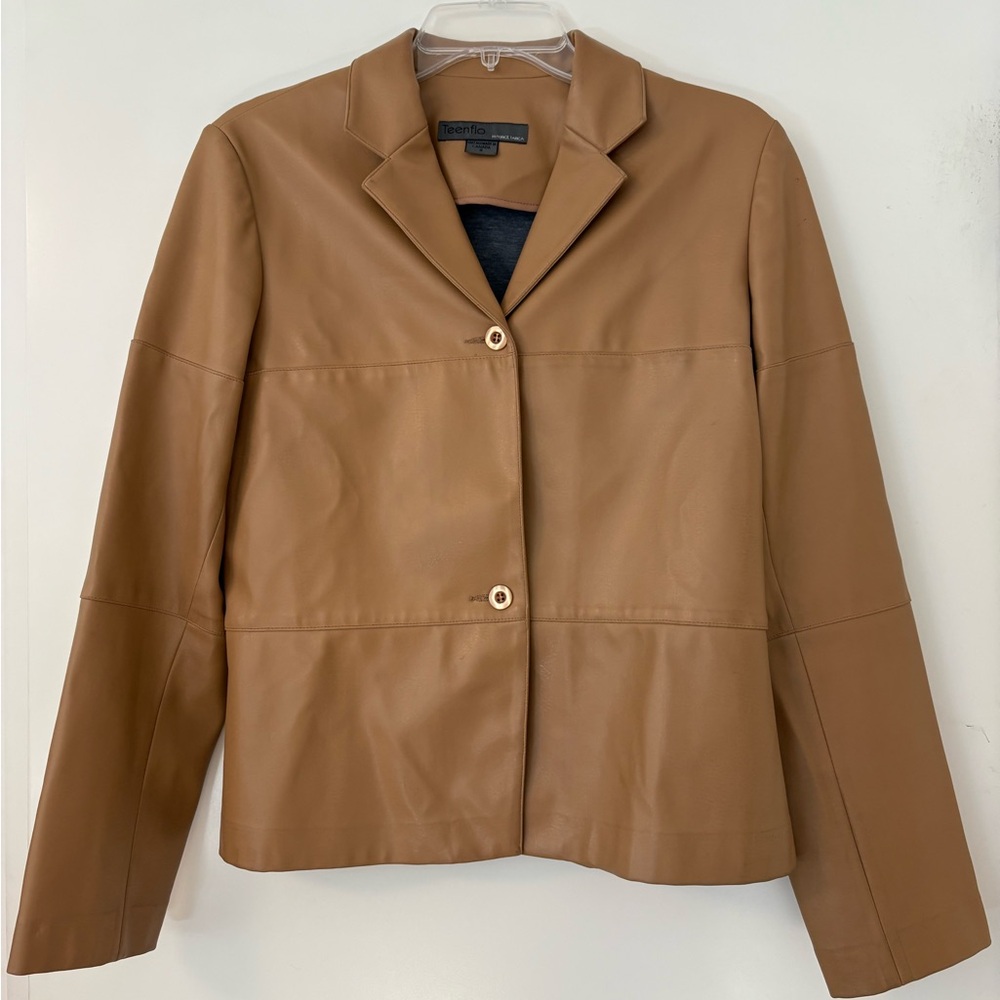 Teenflo Tan Faux Leather Jacket with Cotton Lining